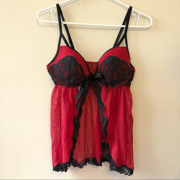 La SENZA Other - La Senza Large Red & Black Lace Open Babydoll Lingerie